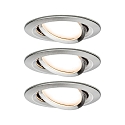 Paulmann Recessed luminaire LED Coin Slim, IP23, round, 6,8W, set of 3 dimmable and swiveling, iron