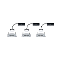 Paulmann 3er-Set LED Einbau-Downlight NOVA PLUS COIN, IP44, eckig, 7.8 x7.8cm, 230V, 3x 6W 2700K 470lm 120�, dimmbar, starr, Alu gedreht