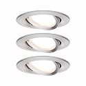 Paulmann Recessed luminaire LED Coin Slim, IP23, round, 6,8W, set of 3 dimmable and swiveling, aluminum