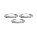 Paulmann PLUG & SHINE 3er-Erweiterungs-Set Boden-Einbauleuchte FLOOR MINI, IP65, � 5.5cm, 3x 2.5W 3000K, Silber