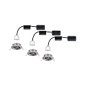 Set of 3 LED Recessed luminaire NOVA MINI with Module COIN, swivelling, iron brushed