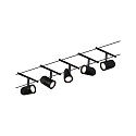 Seilsystem CUP, Basisset, 5-fach, 12V DC, 5x GU5.3 max. 10W, inkl. 60VA Trafo, 2x 5 Meter, Schwarz matt / Chrom