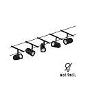 Paulmann Seilsystem CUP, Basisset, 5-fach, 12V DC, 5x GU5.3 max. 10W, inkl. 60VA Trafo, 2x 5 Meter, Schwarz matt / Chrom