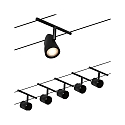 Paulmann Seilsystem CUP, Basisset, 5-fach, 12V DC, 5x GU5.3 max. 10W, inkl. 60VA Trafo, 2x 5 Meter, Schwarz matt / Chrom