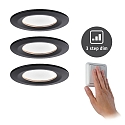 Paulmann recessed luminaire NOVA COIN LED round, rigid, set of 3 Coin IP44, black matt dimmable 11W 460lm 2700K 100� 100� CRI >80