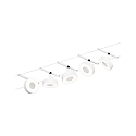 LED Seilsystem CORDUO CIRCLE, Basisset, 230V / sek. 12V DC, 5x 5W 3000K, inkl. 60VA Trafo, 2x 5 Meter, Wei� matt / Chrom