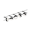 LED Seilsystem CORDUO CIRCLE, Basisset, 230V / sek. 12V DC, 5x 5W 3000K, inkl. 60VA Trafo, 2x 5 Meter, Schwarz matt / Chrom