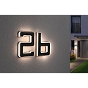 Paulmann LED Solar-Hausnummer, IP44, indirekt, 3000K, 20lm, Akku wechselbar, schwarz, Buchstabe b