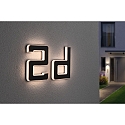 Paulmann LED Solar-Hausnummer, IP44, indirekt, 3000K, 20lm, Akku wechselbar, schwarz, Buchstabe d