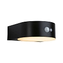 Solar LED Au�enwandleuchte EILEEN PIR, IP44, mit PIR-Sensor, Li-Ion Akku, 8 Meter, schwarz, Multi-Modus, 5.5W 2200K 400lm