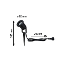 Paulmann LED Gartenstrahler GOLDLICHT, IP65, inkl. GU10 LED 4.3W 2200K 320lm 38�, schaltbar, 200cm Kabel mit IP-Schukostecker, schwarz