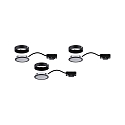 Paulmann 3er-Set LED Unterschrankleuchte PUKK, 230V, 3x 3W 2700K 210lm, Kunststoff, Schwarz
