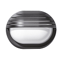 Wandleuchte EKO 19 GRILL, E27, 1x15W, TC-TSE, IP44, IK06, Glas opal, schwarz