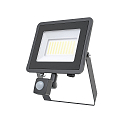 LED Flutlichtstrahler STAR 3000 PIR SENSOR, IP65 IK06, Alu schwarz / Strukturglas, 100cm Kabel + Ventil