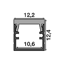 RADIUM Aluminium Miniprofil XSMALL U F 12/12 2M, schwarz + Abdeckung wei� matt f�r Akkustikpaneele
