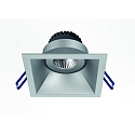 Einbaustrahler TOM, IP20, Quadratisch, 10.5x10.5cm, ohne Fassung, f�r LED Modul � 5cm. schwenkbar, Alu-Druckguss, sandsilber