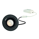 LED Recessed spot GAIL set of 1, round, 6W, 3000K, IP40, swivelling, dimmable, Plug&play, black