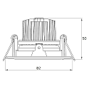 Rutec Projekt LED Einbaustrahler BAN COB, IP40, rund, 350mA (exkl. BG), CRI >90, schwenkbar, 7W 3000K 640lm 40�, eisen geb�rstet