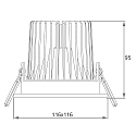 Rutec Projekt LED Einbaustrahler GLIN COB, IP40, quadratisch, 11.6cm, 500mA, 20W 3000K 1968lm 24�, schwenkbar, exkl. BG, silber