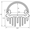 Rutec Projekt Rundprofil RPD21, f�r LED Strips bis 1.2cm Breite, Aluminium eloxiert, 200cm
