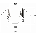 Rutec Projekt corner profile VARDAFLEX NEON/PLATIN SVQ/TVQ - 45� TILTED- 2M, aluminium