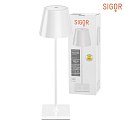 SIGOR LED battery table lamp NUINDIE round, dimmable, IP54, snow white, powder coated