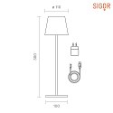LED battery table lamp NUINDIE round, dimmable, IP54