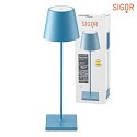 SIGOR LED battery table lamp NUINDIE round, dimmable, IP54, dolphin blue, powder coated