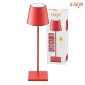 SIGOR LED battery table lamp NUINDIE round, dimmable, IP54, fire red, powder coated