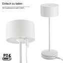 SIGOR LED-Akku-Tischleuchte VELUNA, mit Kontakt-Ladestation + USB-C, IP44, 1W 2200K/2700K (FlexMood), dimmbar, schneewei�