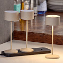 SIGOR battery table lamp VELUNA set of 3 IP44, dune beige dimmable