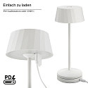SIGOR LED-Akku-Tischleuchte FACETTA, mit Kontakt-Ladestation + USB-C, IP44, 1.3W 2200K/2700K (FlexMood), dimmbar, schneewei�