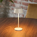 SIGOR LED-Akku-Tischleuchte FACETTA, mit Kontakt-Ladestation + USB-C, IP44, 1.3W 2200K/2700K (FlexMood), dimmbar, d�nenbeige