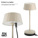 SIGOR LED-Akku-Tischleuchte FACETTA, mit Kontakt-Ladestation + USB-C, IP44, 1.3W 2200K/2700K (FlexMood), dimmbar, d�nenbeige