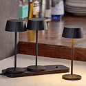 SIGOR battery table lamp FACETTA set of 3 IP44, night black dimmable