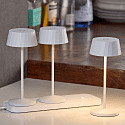 SIGOR battery table lamp FACETTA set of 3 IP44, snow white dimmable