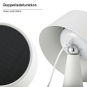 SIGOR LED Akku-Tischleuchte SOLINO, IP44, mit Solar-Panel + USB-C, 3W 2700K 280lm, Touch-Dimmer 3-stufig, schneewei�
