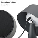 SIGOR LED Akku-Tischleuchte SOLINO, IP44, mit Solar-Panel + USB-C, 3W 2700K 280lm, Touch-Dimmer 3-stufig, graphitgrau