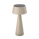 Hybride LED Akku-Tischleuchte SOLINO, IP44, mit Solar-Panel + USB-C, 3W 2700K 280lm, Touch-Dimmer, neigbar, d�nenbeige