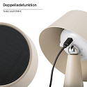 SIGOR Hybride LED Akku-Tischleuchte SOLINO, IP44, mit Solar-Panel + USB-C, 3W 2700K 280lm, Touch-Dimmer, neigbar, d�nenbeige