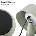 SIGOR LED Akku-Tischleuchte SOLINO, IP44, mit Solar-Panel + USB-C, 3W 2700K 280lm, Touch-Dimmer 3-stufig, salbeigr�n