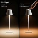 SIGOR LED-Akku-Tischleuchte NUINDIE USB-C, IP54, rund, 38cm, 2.2W 2200K/2700K (FlexMood), mit Touch-Dimmer + USB-C, d�nenbeige