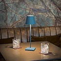 SIGOR LED-Akku-Tischleuchte NUINDIE USB-C, IP54, rund, 38cm, 2.2W 2200K/2700K (FlexMood), mit Touch-Dimmer + USB-C, delfinblau