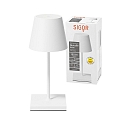 SIGOR LED Akku-Tischleuchte NUINDIE MINI USB-C, IP54, rund, 25cm, 2.2W 2200K/2700K (FlexMood), mit Touch-Dimmer + USB-C, schneewei�