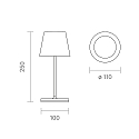 SIGOR LED Akku-Tischleuchte NUINDIE MINI USB-C, IP54, rund, 25cm, 2.2W 2200K/2700K (FlexMood), mit Touch-Dimmer + USB-C, schneewei�