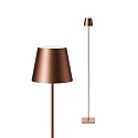 SIGOR LED-Akku-Stehleuchte NUINDIE USB-C, IP54, 120cm, 2.2W 2200K/2700K (FlexMood), mit Touch-Dimmer + USB-C, bronzefarben