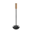 battery table lamp NUCANDLE with touch dimmer IP54, glossy, copper, black dimmable