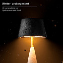 SIGOR battery table lamp THALA round, CCT Switch, with touch dimmer IP65, night black, white ceramic dimmable