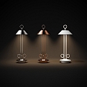 SIGOR Outdoor LED Akku-Tischleuchte NUDIDEROT, IP54, 2.2W 2200/2700K (Flex-Mood), mit Touch-Dimmer + Easy-Connect, chrom