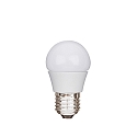 LED Tropfenlampe ECOLUX KUGEL DIM, 230V, � 4.5cm, E27, 6W 2700K 470lm 200�, dimmbar, opal